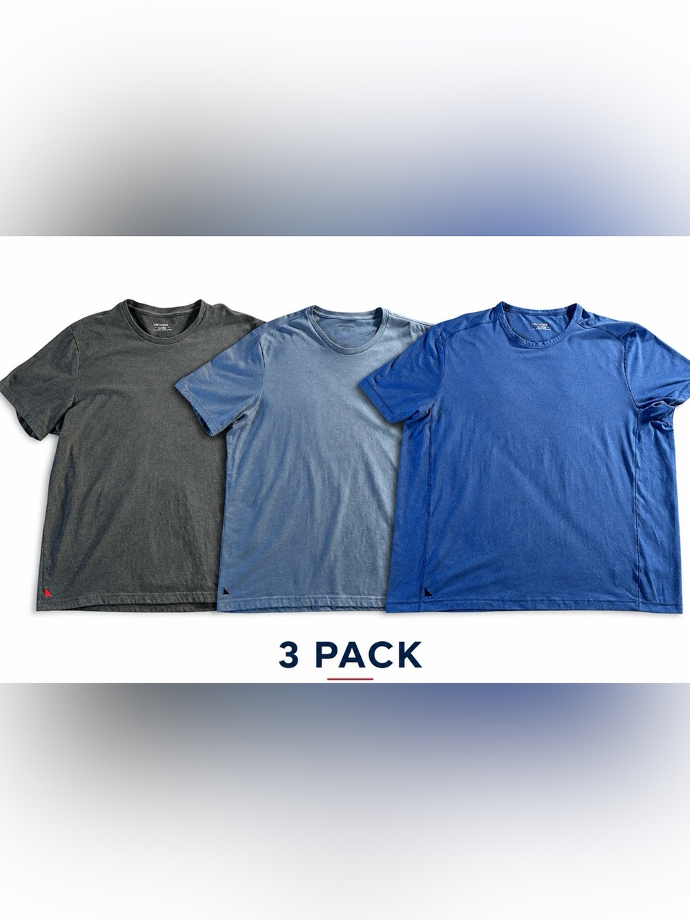 3 Pack-UNTUCKit Short Sleeve Crew Men’s T-Shirt - XXL Charcoal/Lt. Blu/Royal Blu